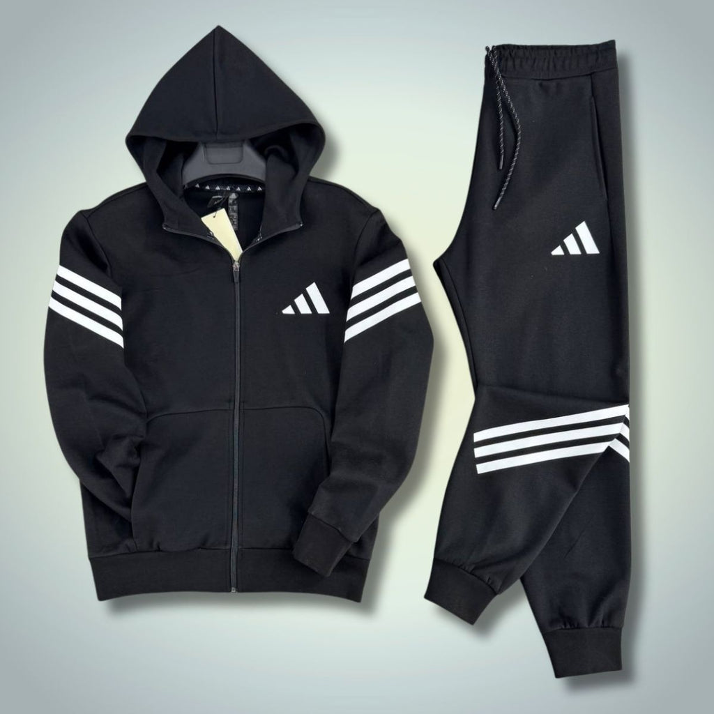 Adidas muška trenirka 2025, vodoravne pruge, crna. Premium kvaliteta