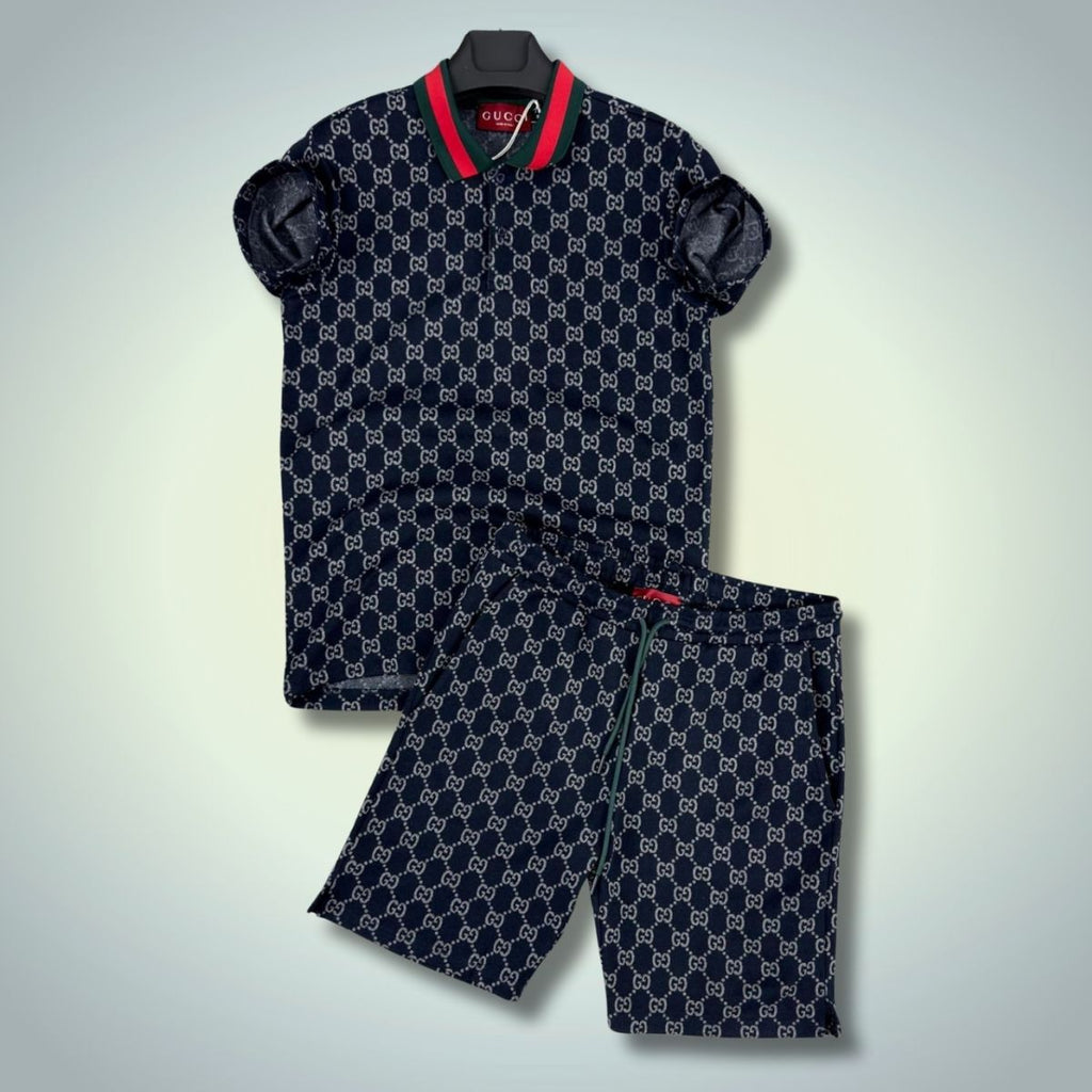 Gucci muški komplet sa kratkim hlačama, polo majica, tamnoplava. Vrhunska kvaliteta