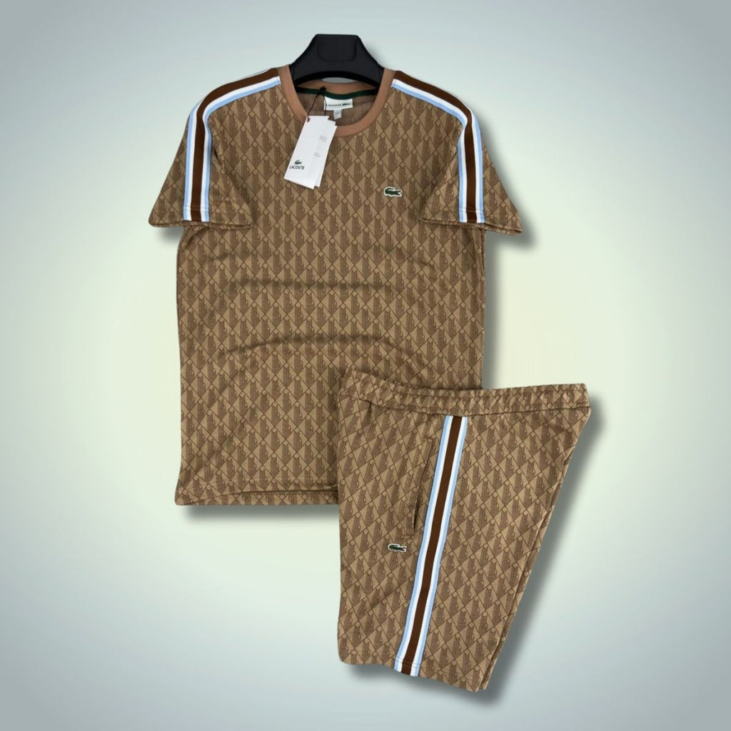Lacoste muški set s kratkim hlačama, Jacquard Monogram, smeđa. Vrhunska kvaliteta