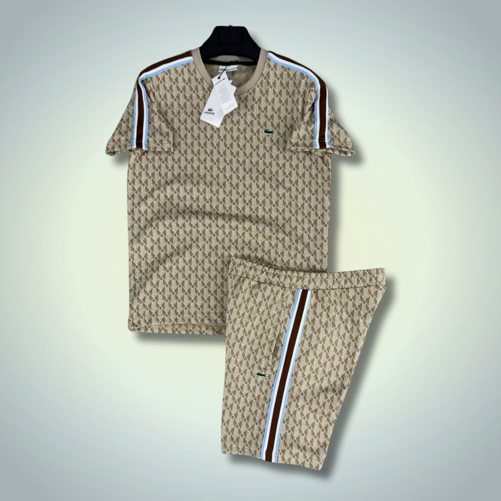 Lacoste muški set s kratkim hlačama, Jacquard Monogram, bež. Vrhunska kvaliteta