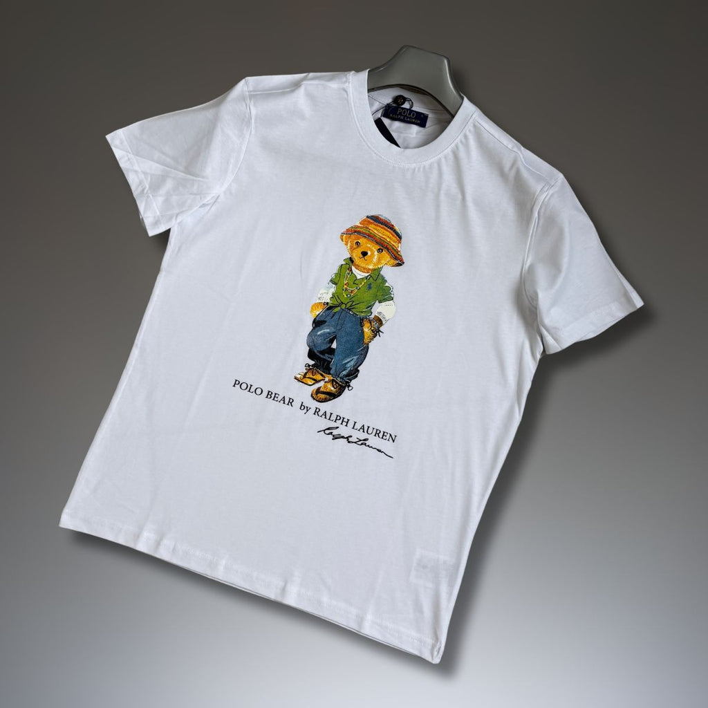 Ralph Lauren muška majica, print velikog medvjeda, bijela. Vrhunska kvaliteta