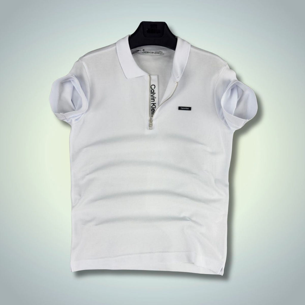 Calvin Klein polo majica s patentom zatvaračem, bijela. Vrhunska kvaliteta