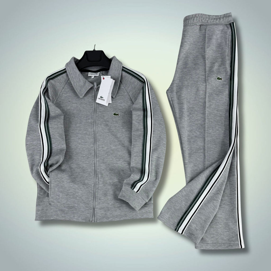 Lacoste muški trenirka, klasična siva, sa prugom, Model 2026, Premium kvaliteta