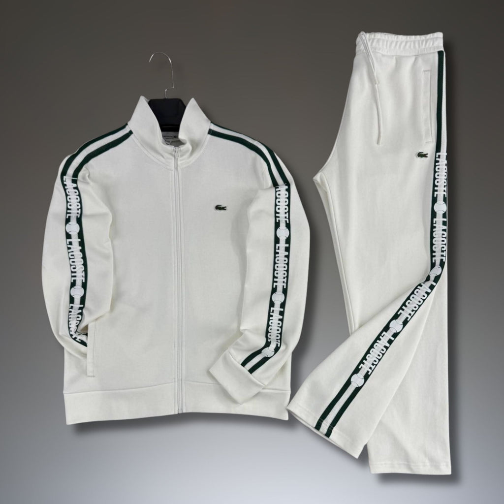 Lacoste muški trenirka, bijela, s teniskom prugom, Premium kvaliteta