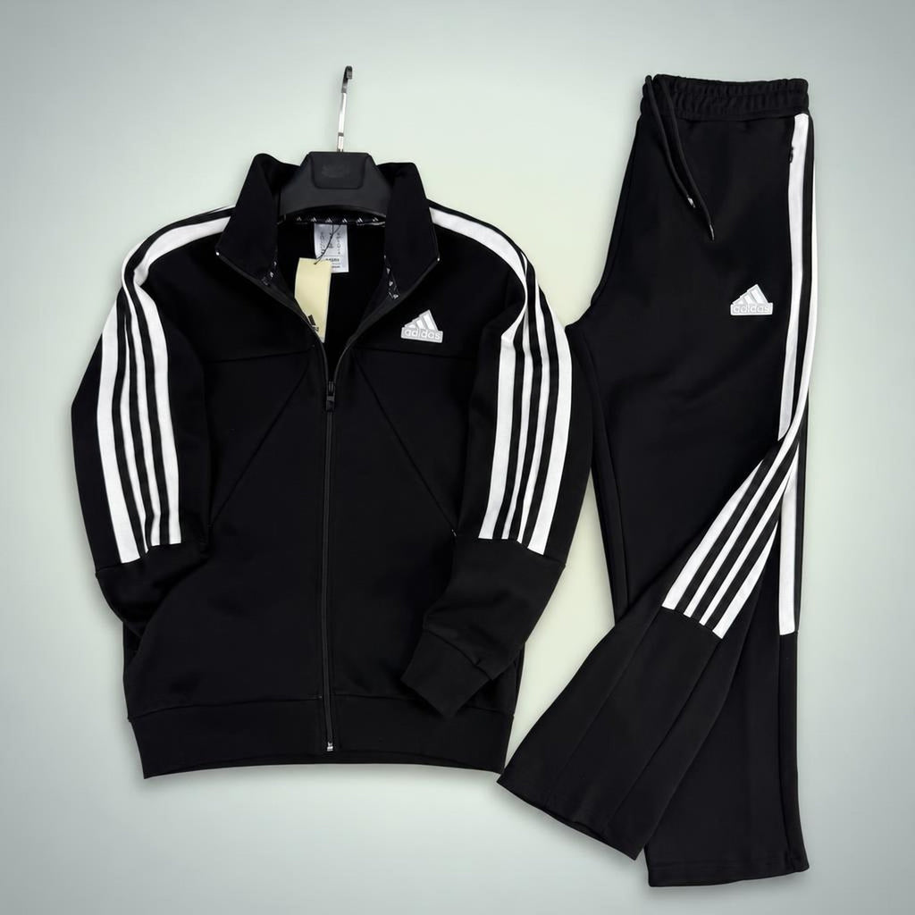Adidas muška sportska trenirka s tri bijele pruge, crna. Premium kvaliteta