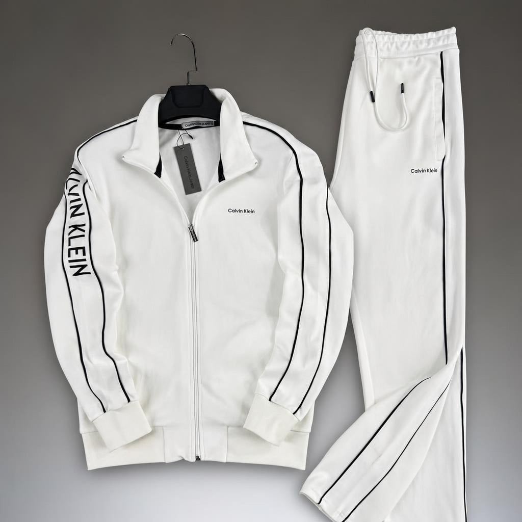 Calvin Klein muška sportska trenirka s kontrastnom trakom, bijela. Premium kvaliteta