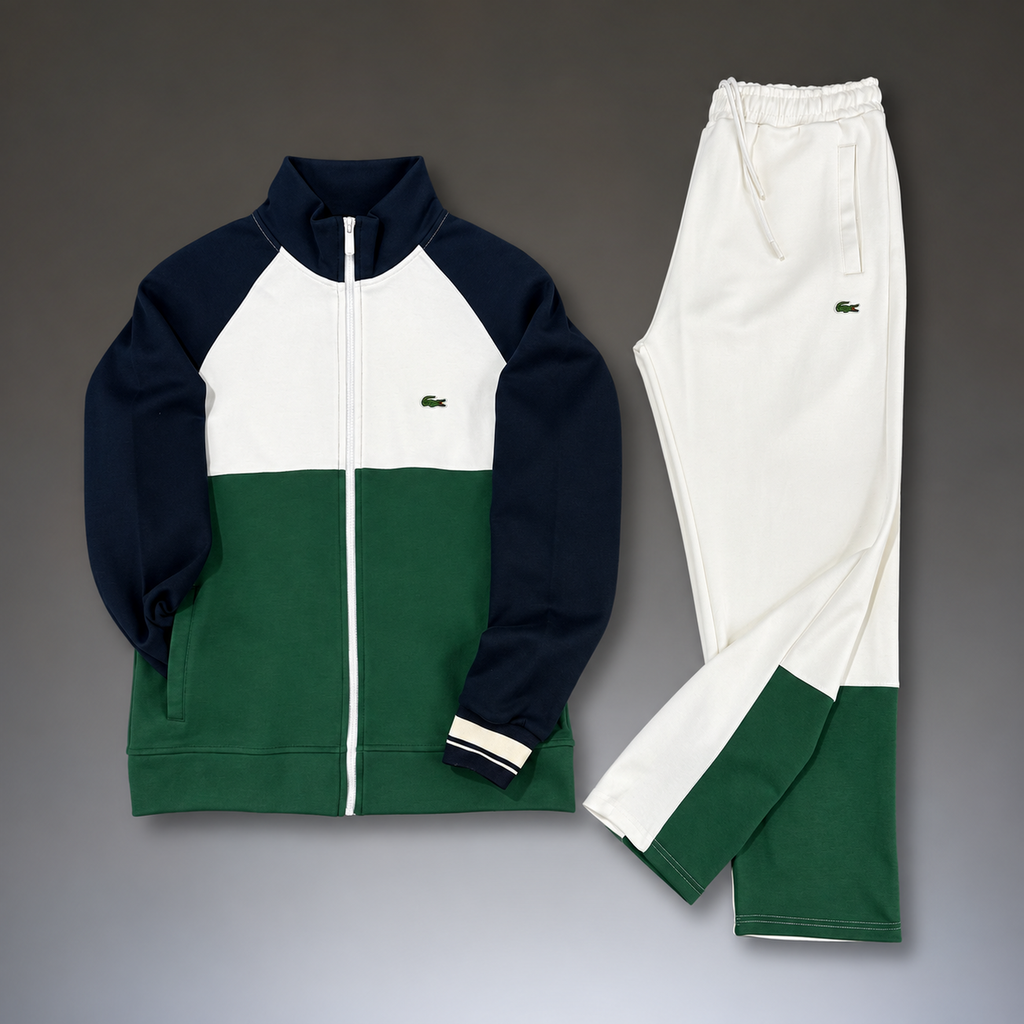 Lacoste muška sportska trenirka, tri boje, tamno plava - bijela - zelena. Premium kvaliteta