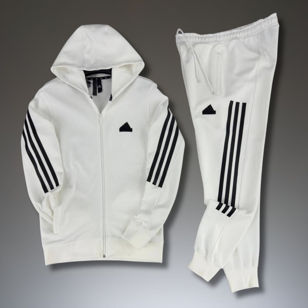 Adidas muška trenirka 2025, okomite pruge, bijela. Premium kvaliteta