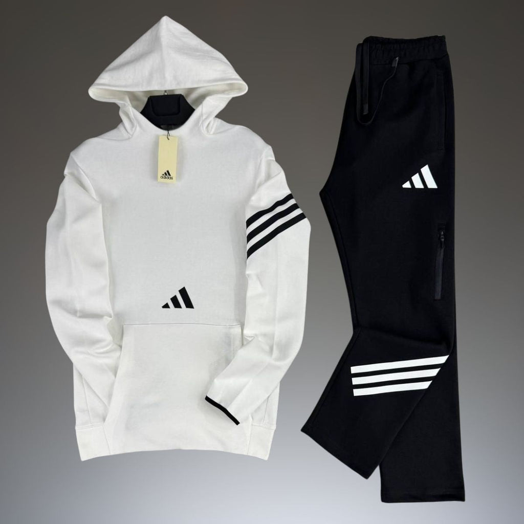 Adidas muška trenirka s kapuljačom, bijela i crna. Vrhunska kvaliteta