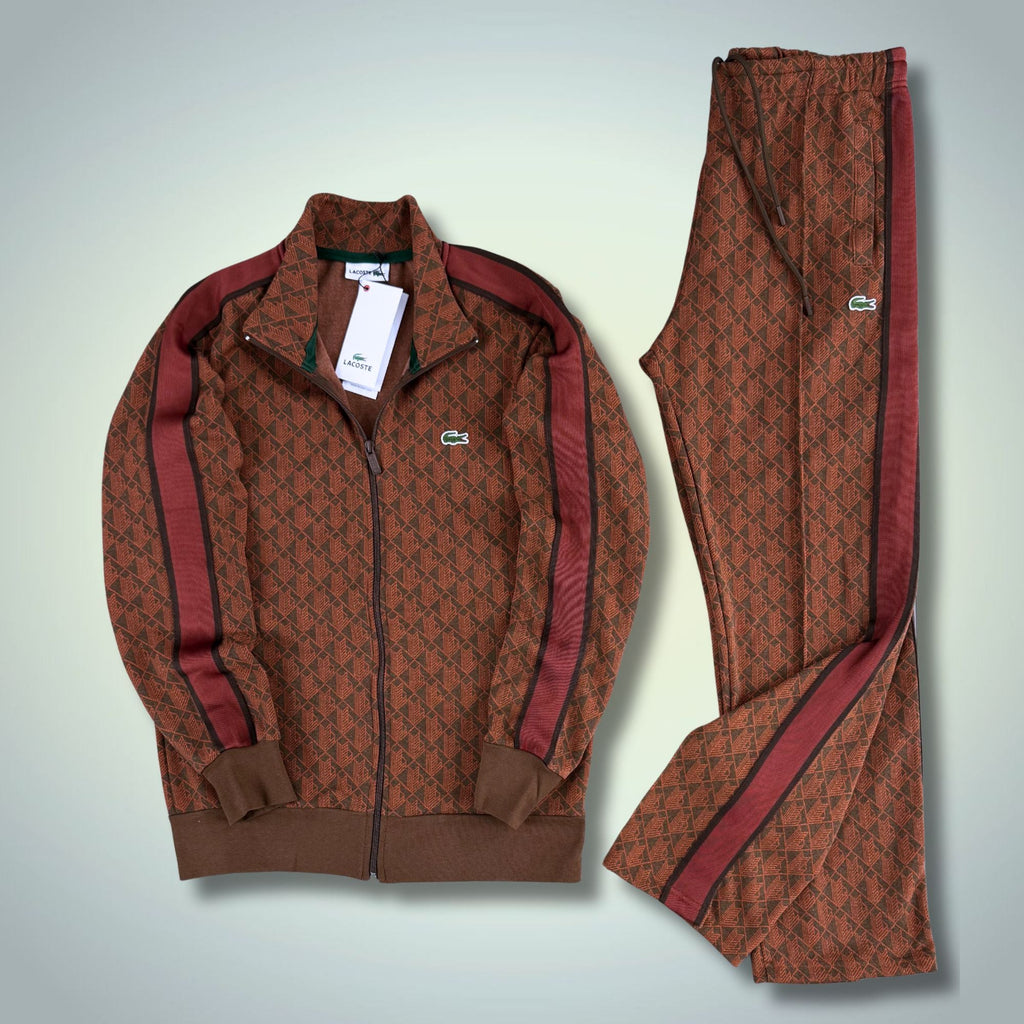 Lacoste muška trenirka, Jacquard Monogram, smeđa. Model 2025. Vrhunska kvaliteta