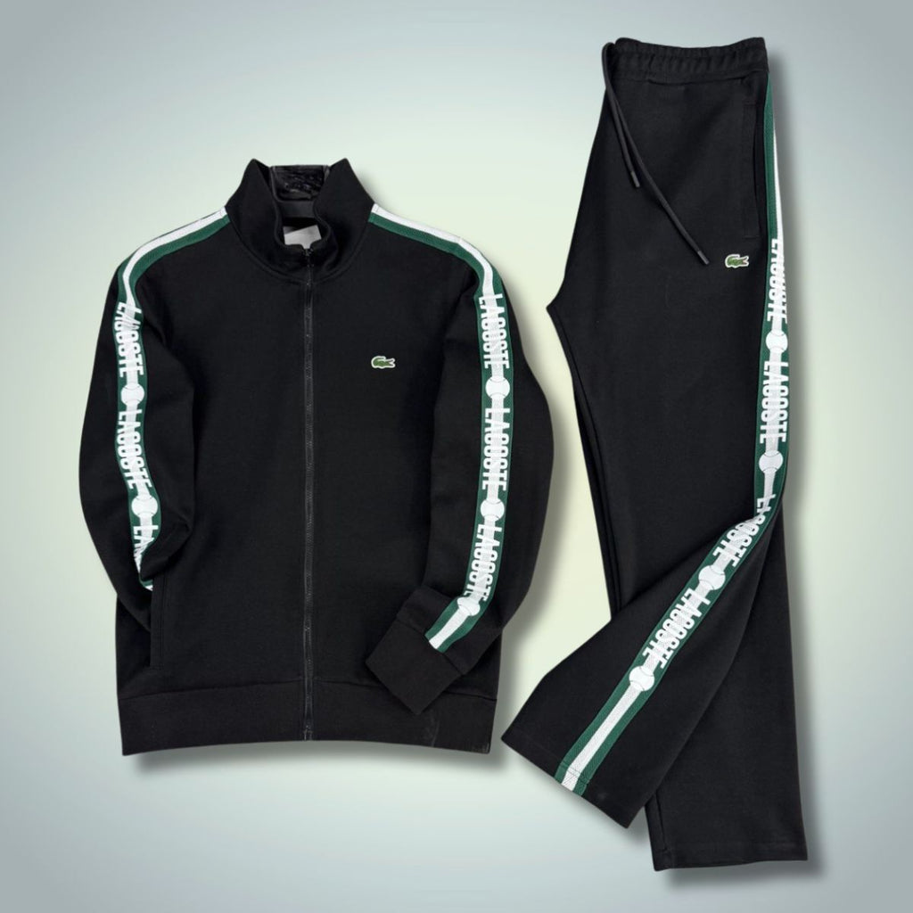 Lacoste muška trenirka, teniske pruge, crna. Premium kvaliteta