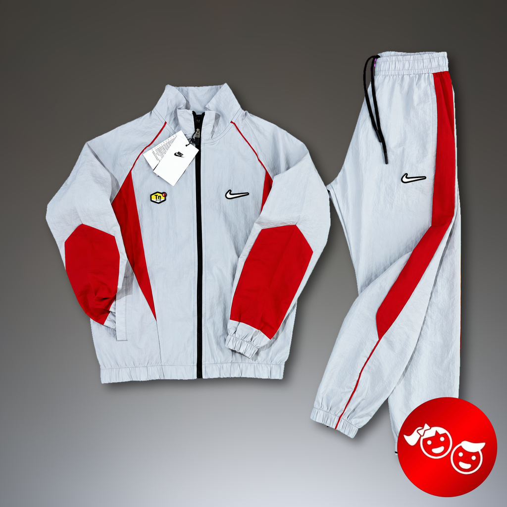Nike TN dječja vodootporna trenirka, svijetlo siva - crvena. Vrhunska kvaliteta
