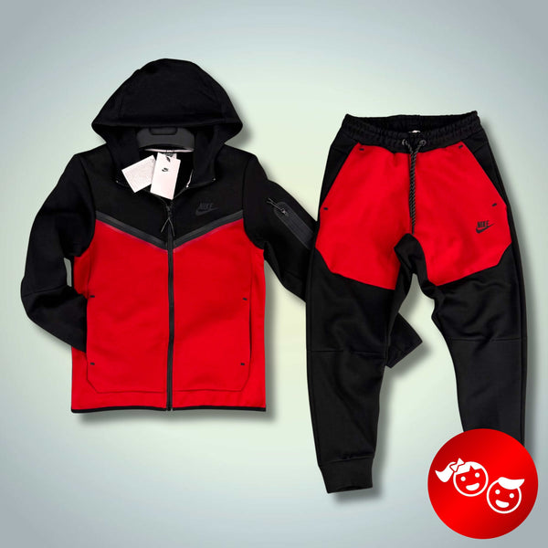 Nike dječja trenirka Tech Fleece, crna i crvena. Model 2024. Vrhunska kvaliteta