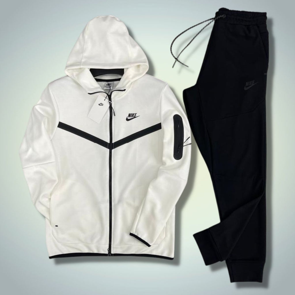 Nike Tech Fleece muška trenirka, bijelo-crna. Vrhunska kvaliteta