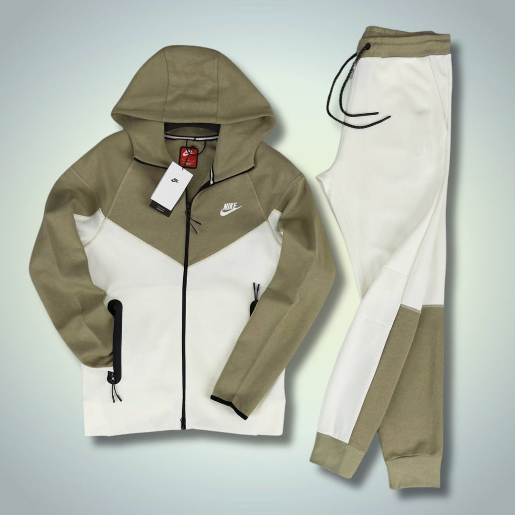 Nike Tech Fleece muška trenirka, maslinasto zelena i bijela. Model 2023. Vrhunska kvaliteta