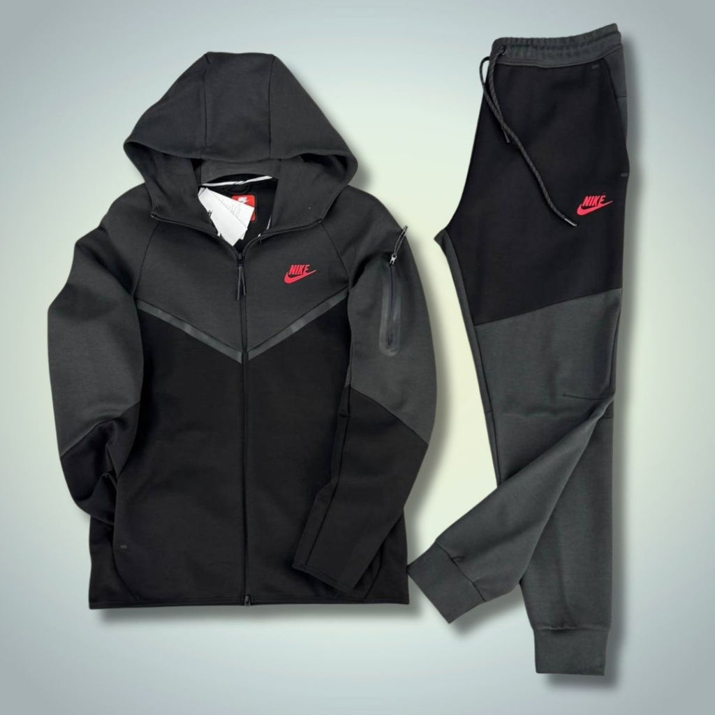 Nike Tech Fleece muška trenirka, grafitna - crna, crveni logo. Model 2024. Premium kvaliteta