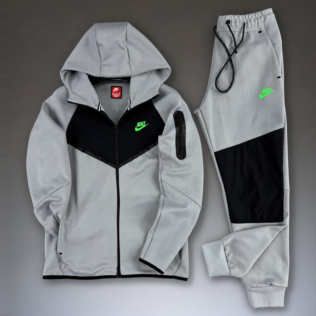 Nike Tech Fleece Men 2024. Gray-Black, Green Logo