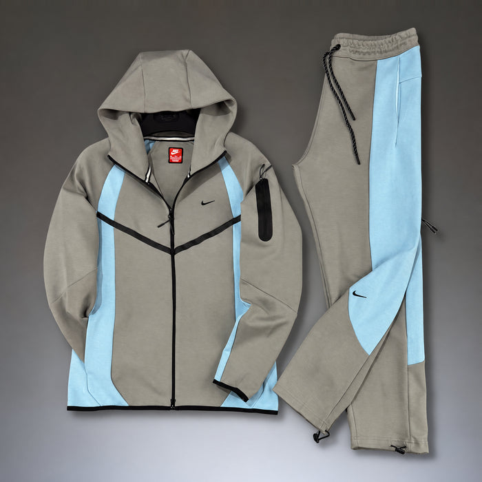 Nike Tech Fleece muška sportska trenirka, siva - svijetlo plava. Model 2026. Vrhunska kvaliteta