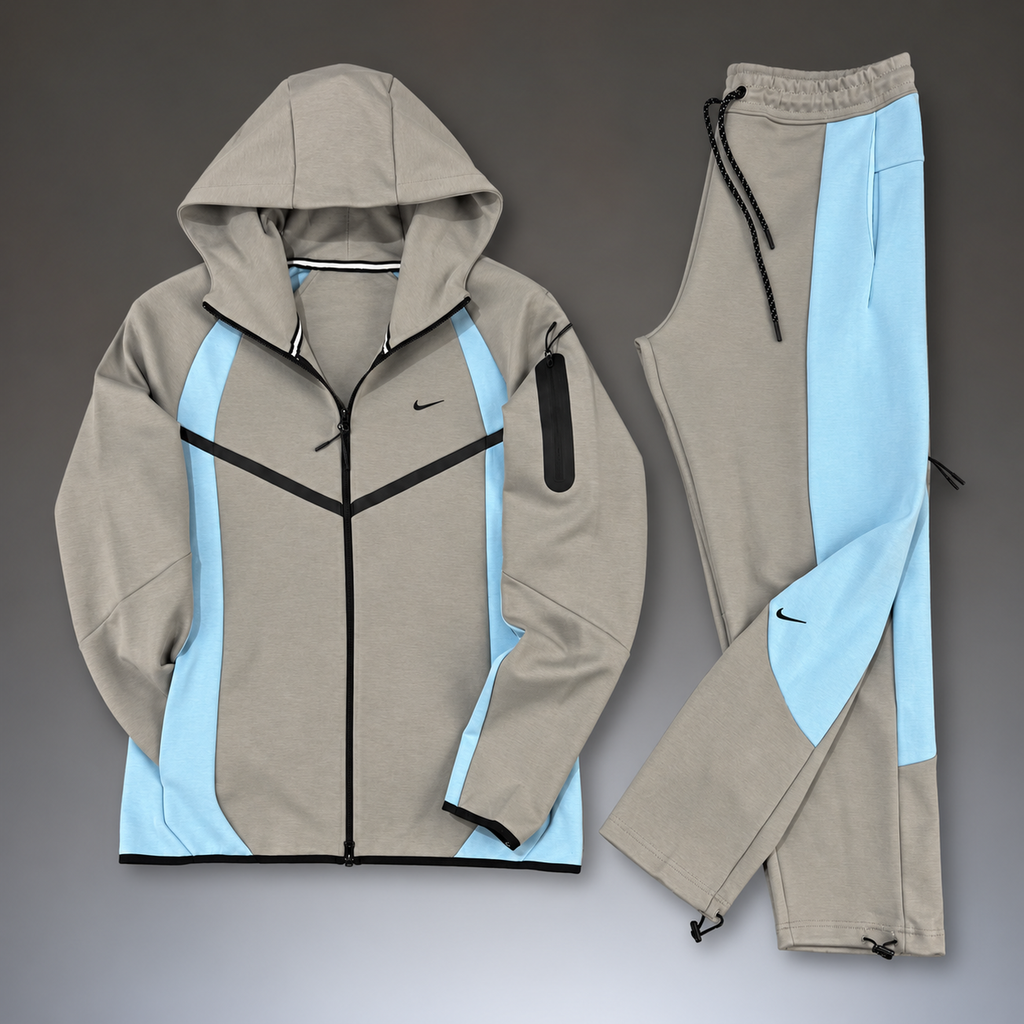 Nike Tech Fleece muška sportska trenirka, siva - svijetlo plava. Model 2026. Vrhunska kvaliteta