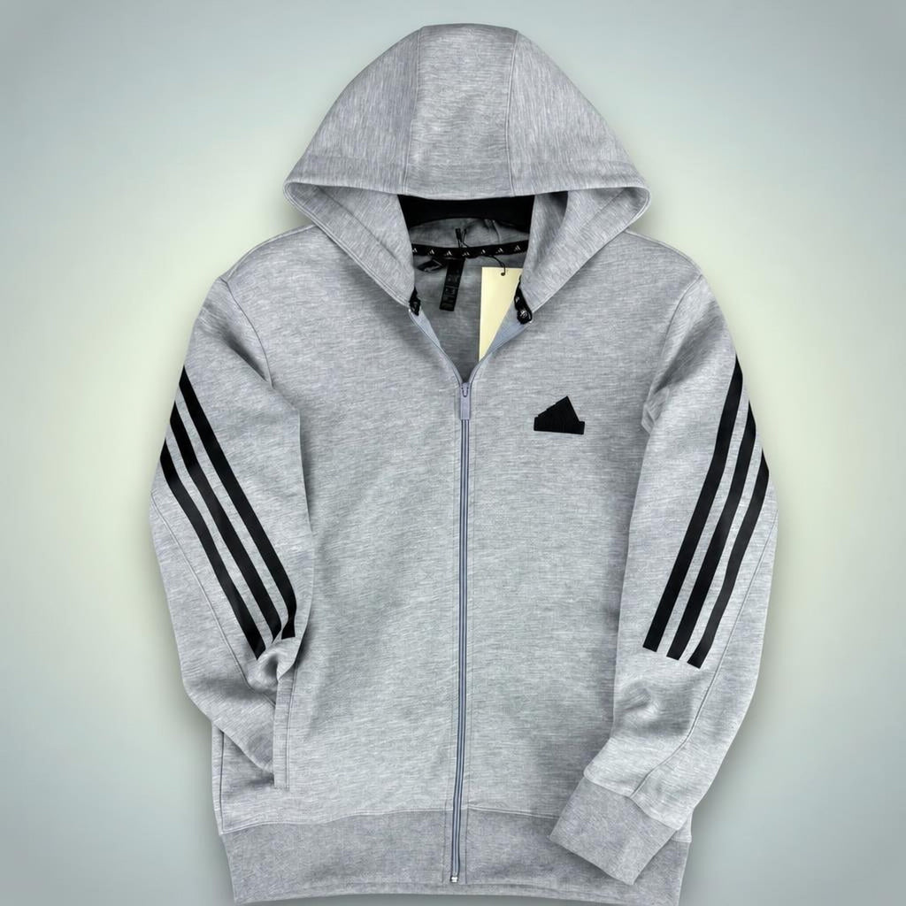 Adidas muški hoodie s kapuljačom, tri pruge, klasična siva. Premium kvaliteta