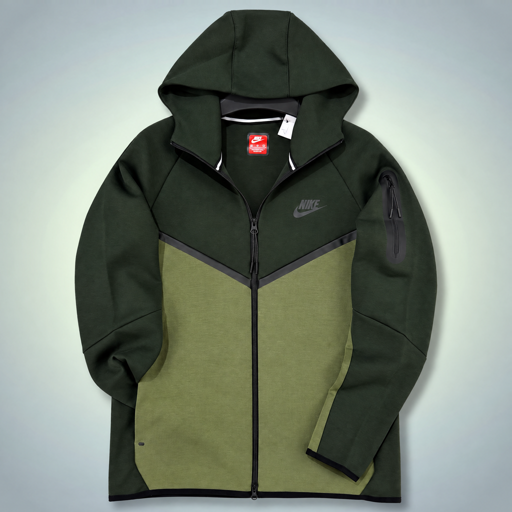Nike Tech Fleece Muška Dukserica s kapuljačom. Maslinasto zelena / Tamno zelena