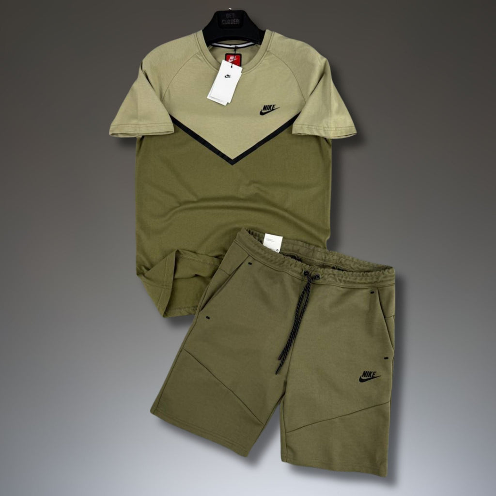 Nike Tech Fleece muški kratki sportski komplet, svijetlo zeleni-maslinasto zeleni. Premium kvaliteta