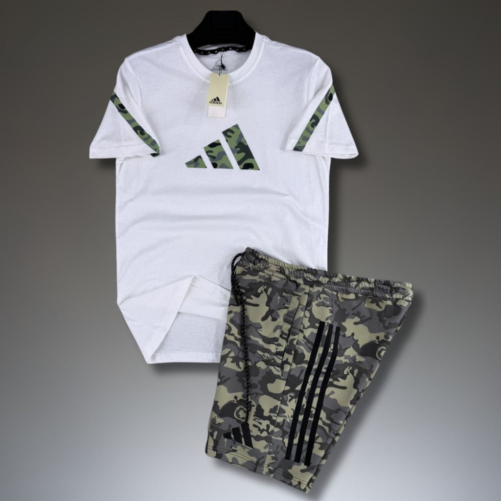 Adidas Z.N.E. muški kratki sportski komplet, kamuflažni uzorak, bijelo-zeleni. Premium kvaliteta