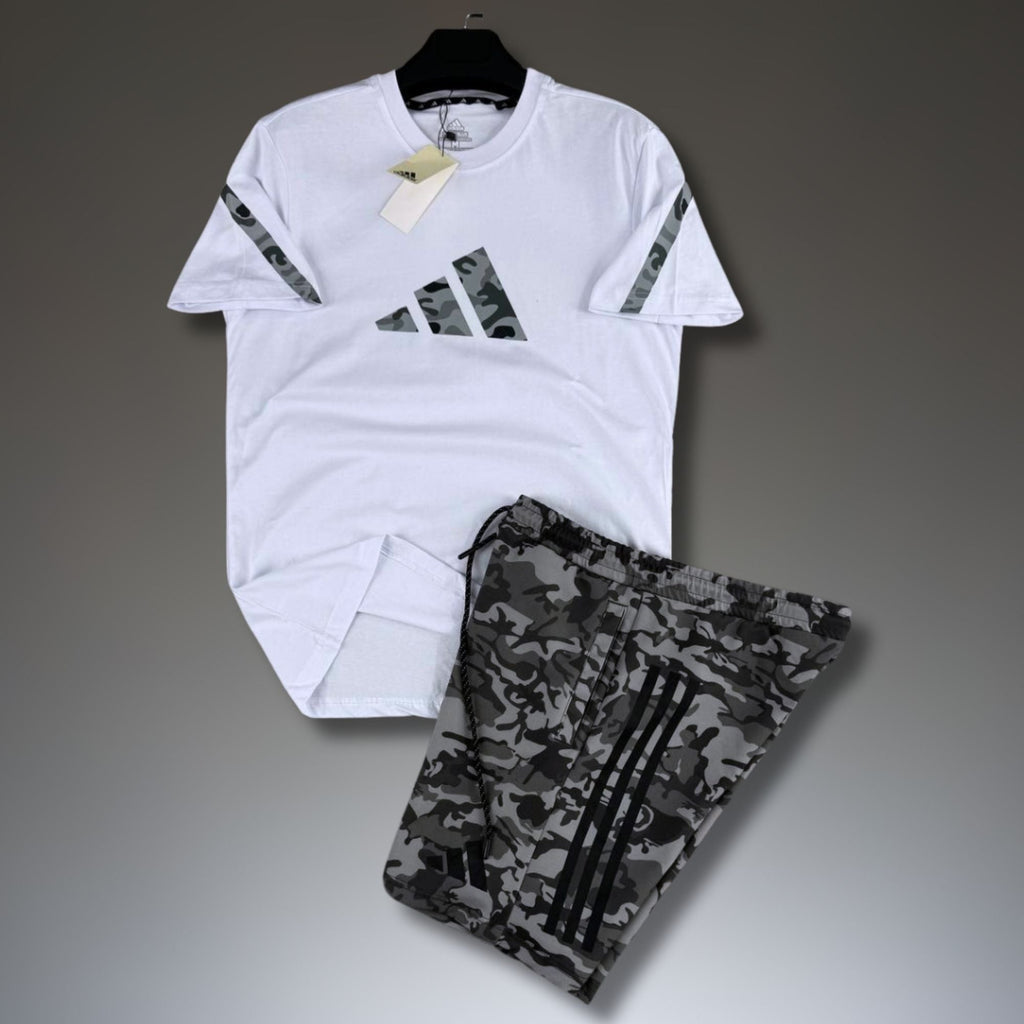 Adidas Z.N.E. muški kratki sportski komplet, kamuflažni uzorak, bijelo-sivi. Premium