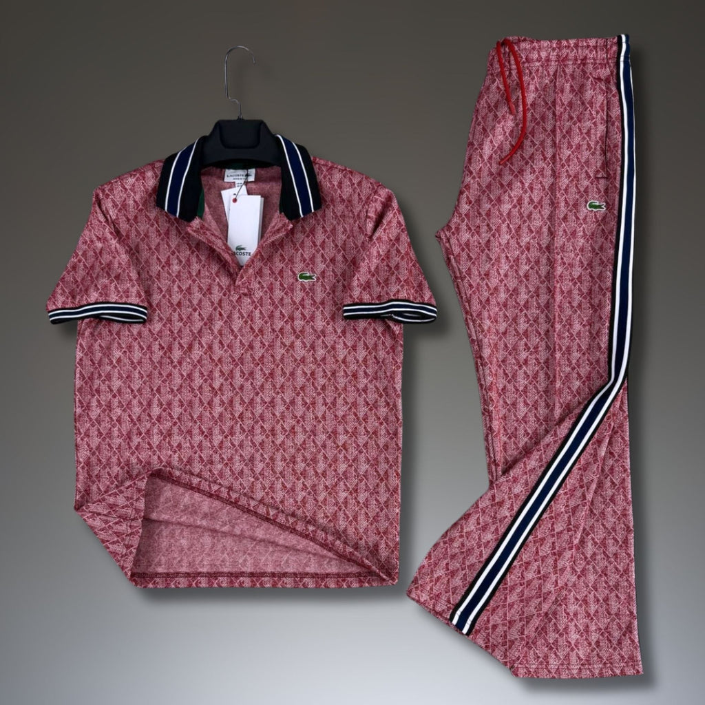 Lacoste muški ljetni sportski komplet, Jacquard polo, crveni. Premium kvaliteta