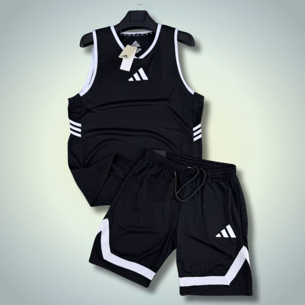 Adidas muški kratki sportski komplet s potkošuljom, crni. Dri-Fit. Premium kvaliteta