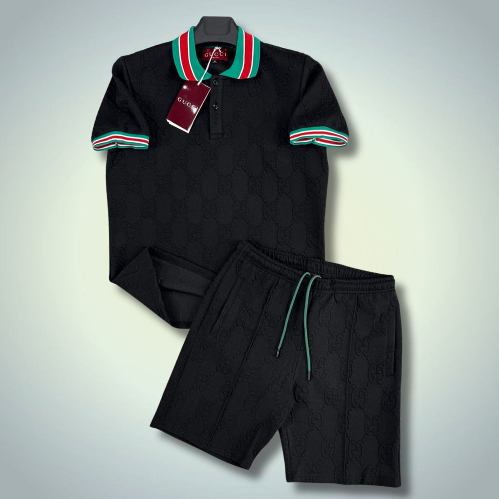Gucci muški kratki sportski komplet, s polo majicom, crni. Premium kvaliteta