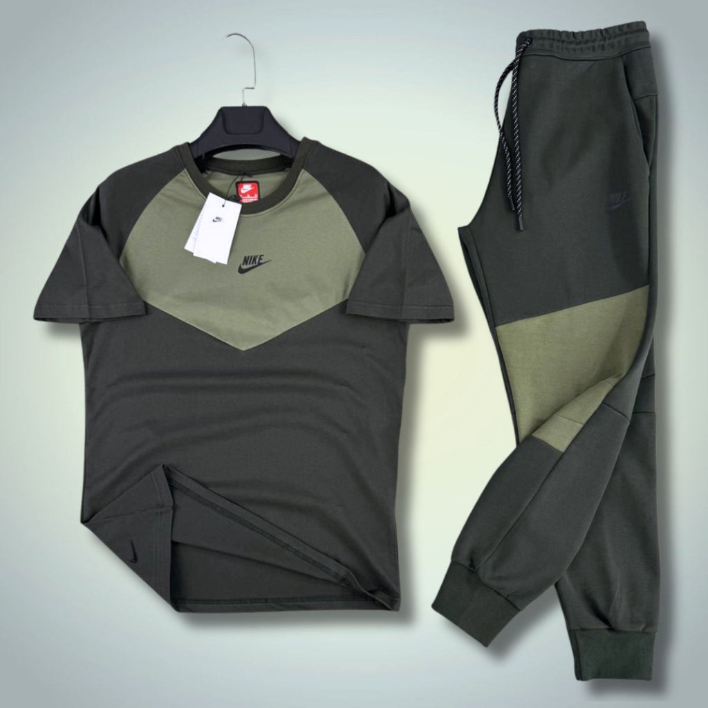 Nike Tech Fleece muški ljetni sportski komplet, tamnozeleni-maslinasto zeleni. 2026. Premium kvaliteta