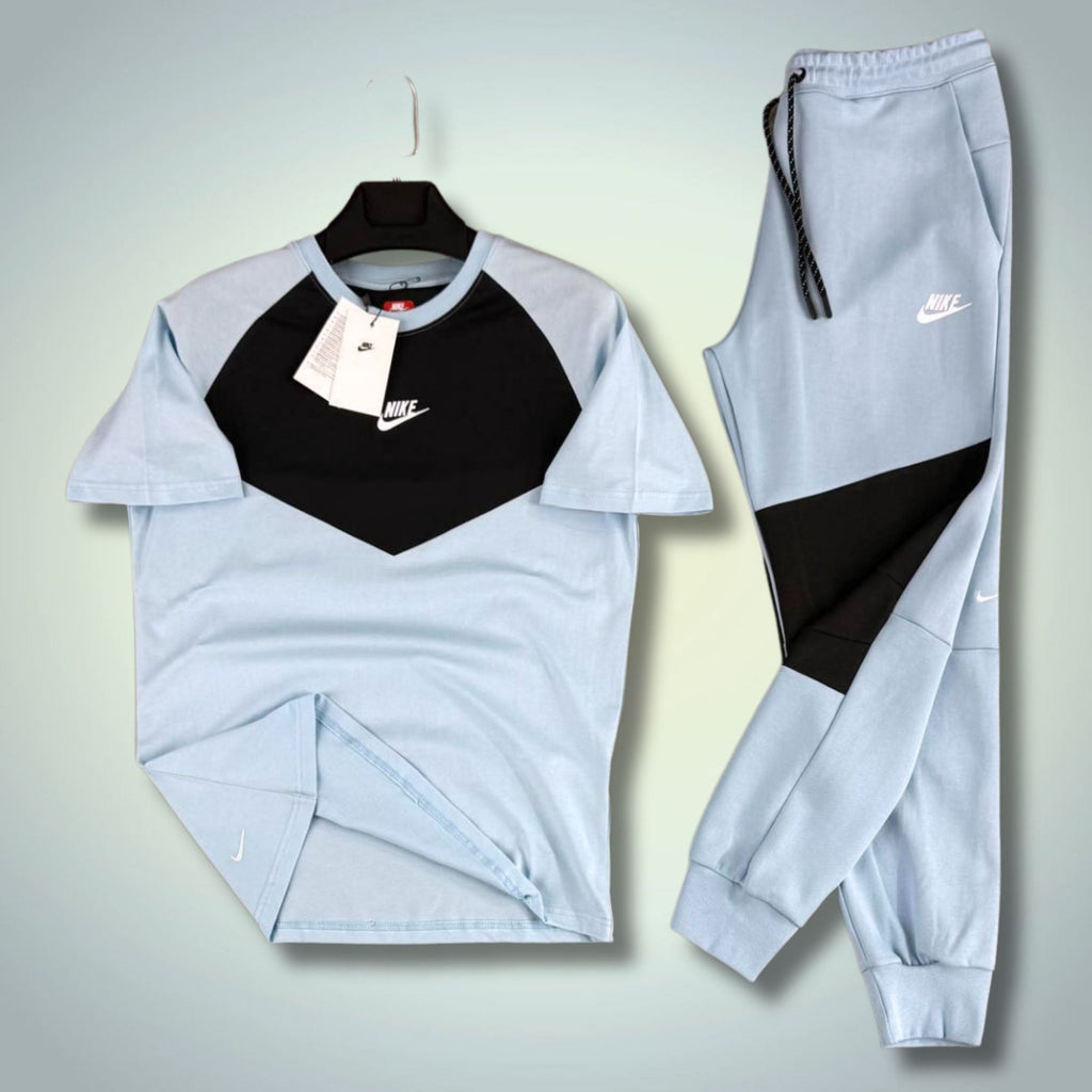 Nike Tech Fleece muški ljetni sportski komplet, svijetloplavo-crni. 2026. Premium kvaliteta