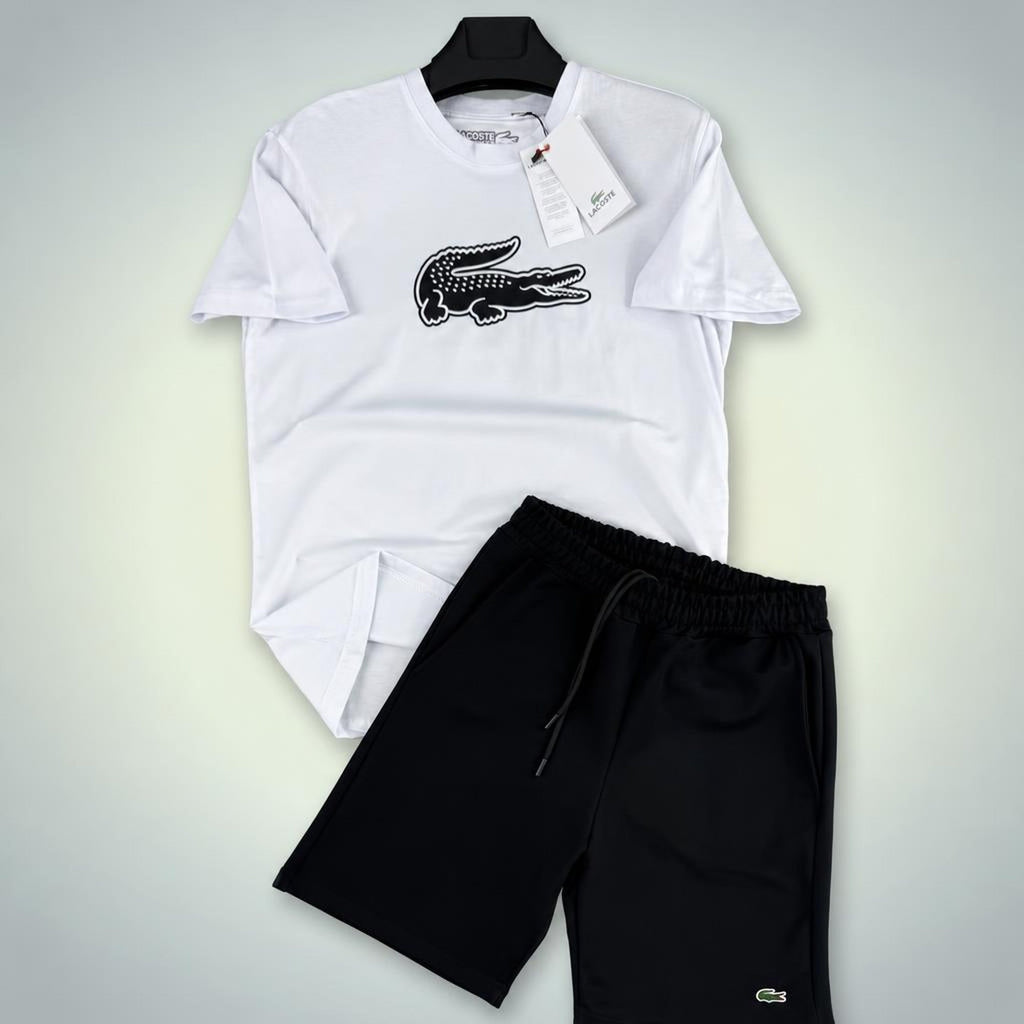 Lacoste Big Logo muški kratki sportski komplet, bijelo-crna. Premium kvaliteta