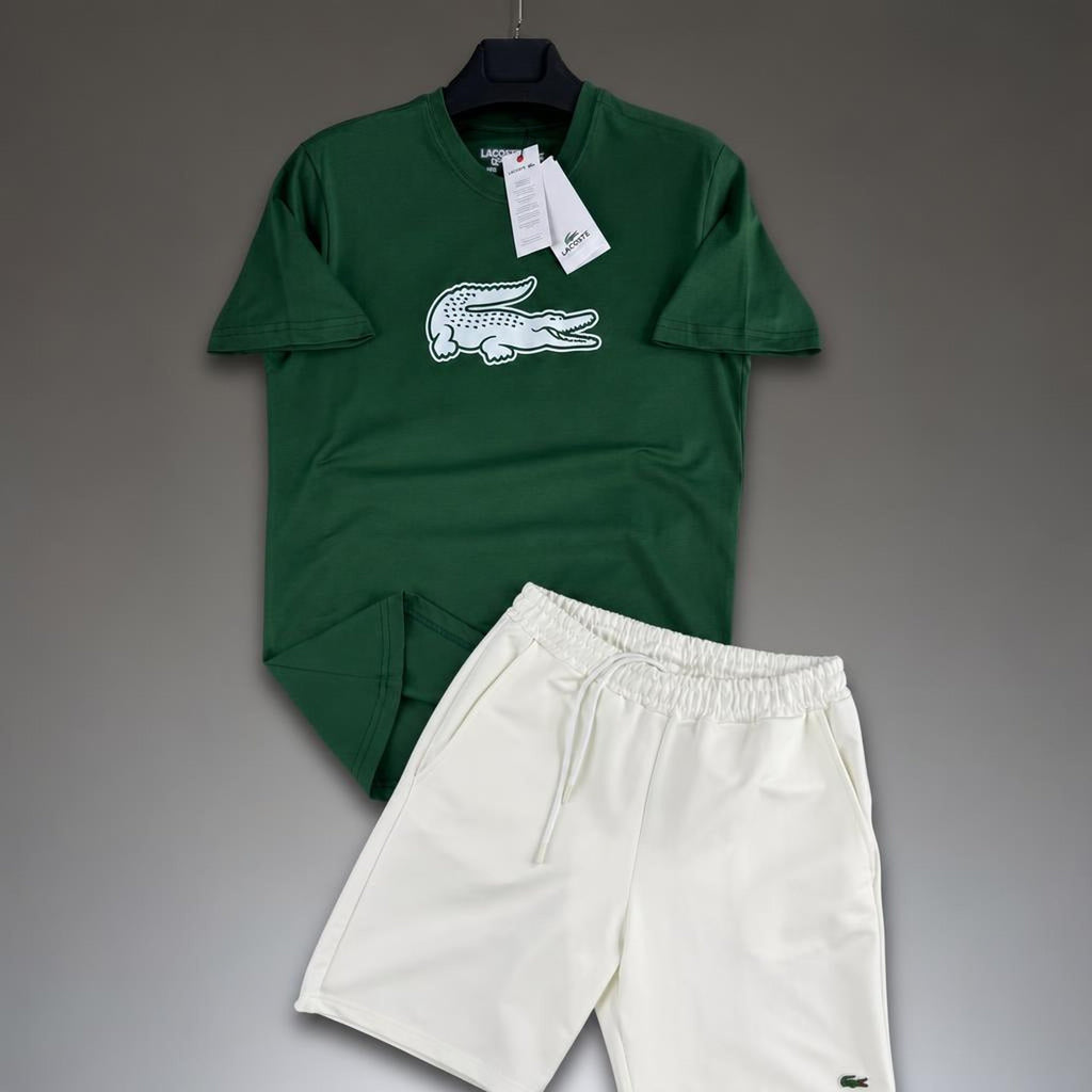 Lacoste Big Logo muški kratki sportski komplet, zelena i bijela. Premium kvaliteta