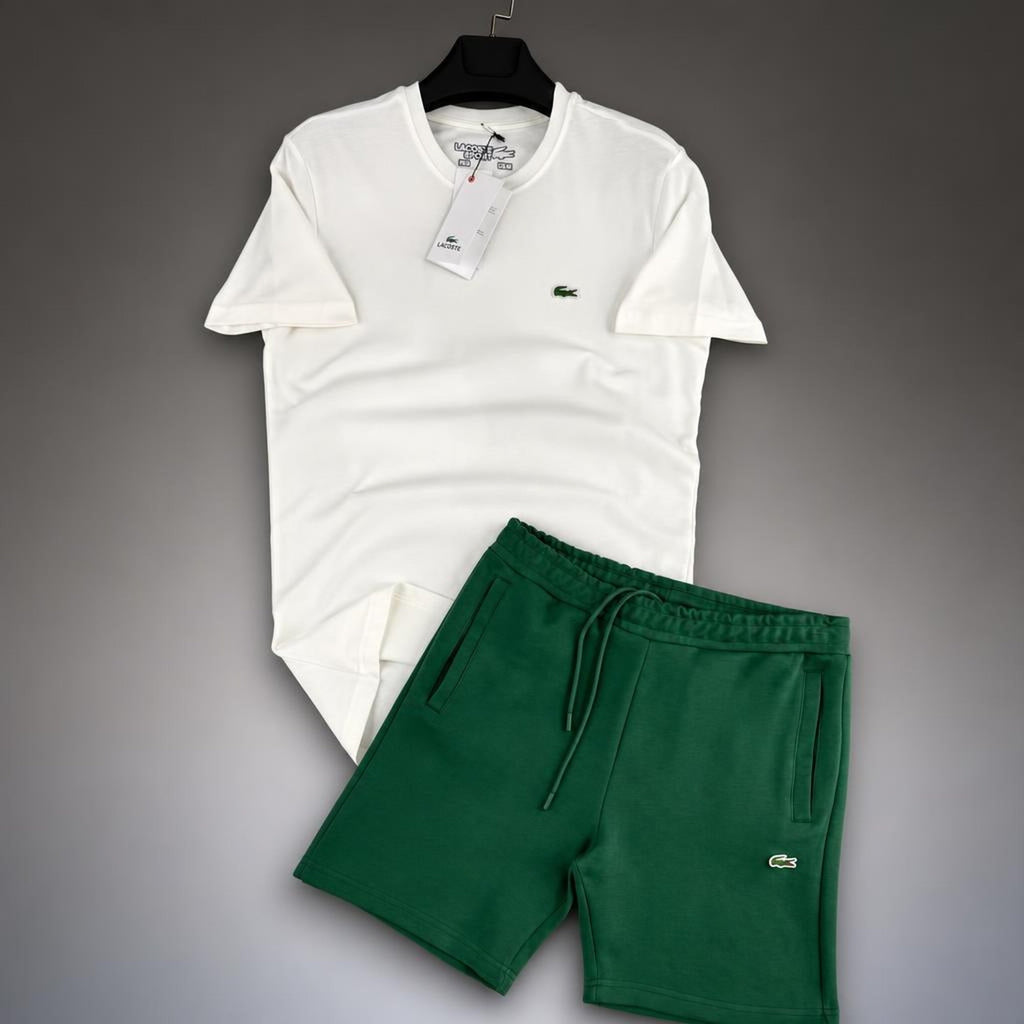 Lacoste Classic muški kratki sportski komplet, bijelo-zelen. Premium kvaliteta