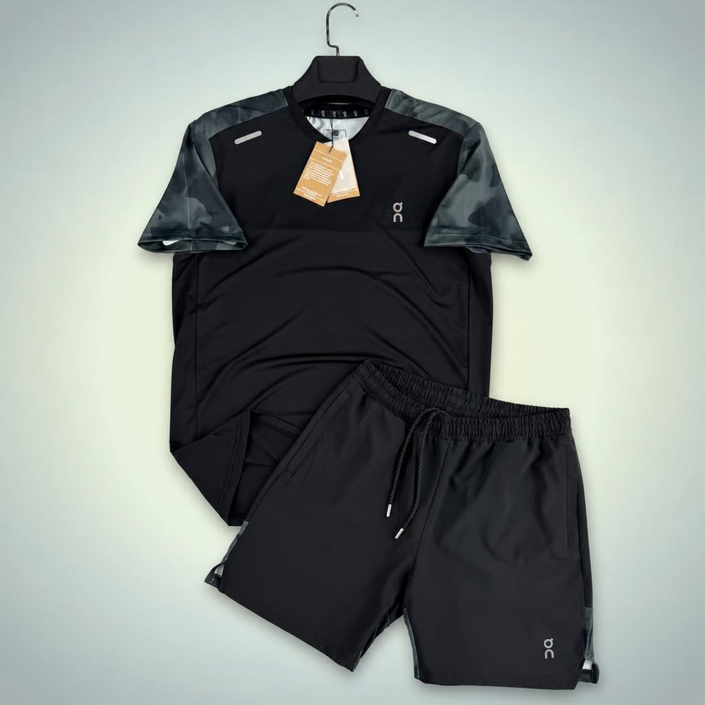 ON Military pattern muški kratki sportski komplet, crna. Premium kvaliteta