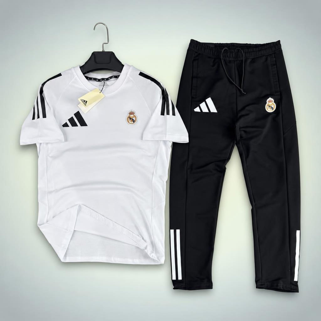 Adidas Real Madrid muška ljetna trenirka, bijelo-crna. Premium kvaliteta