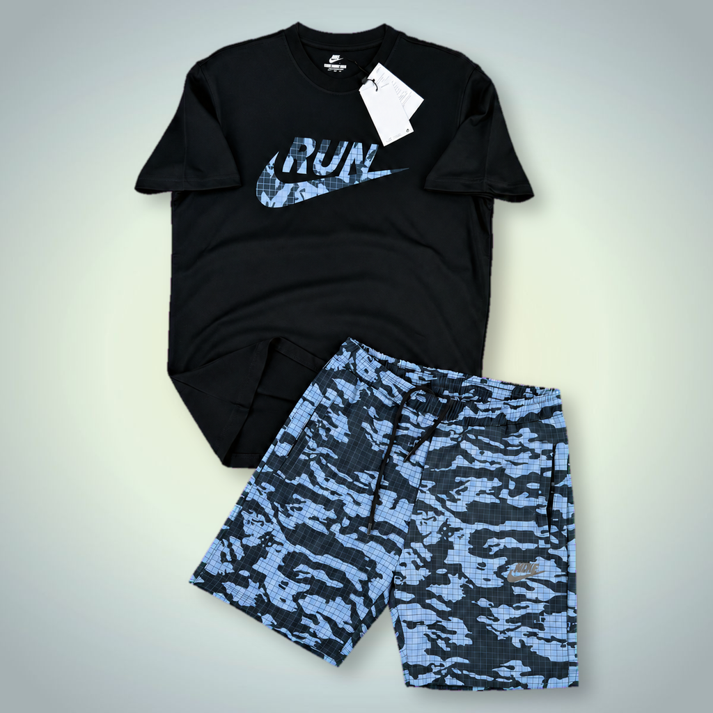 Nike Run muški set s kratkim hlačama, crna - plava. Vrhunska kvaliteta