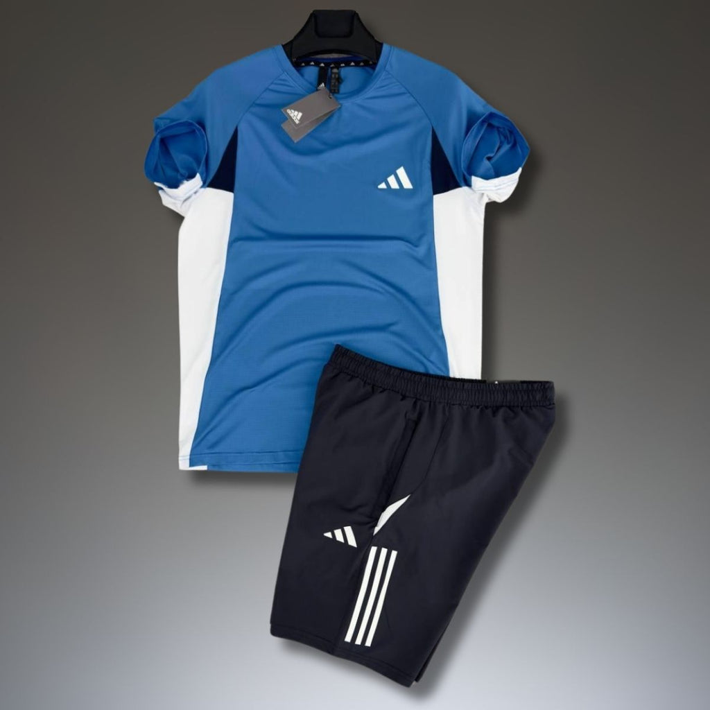 Adidas muški sportski set s kratkim hlačama, plavo - crna. Premium kvaliteta