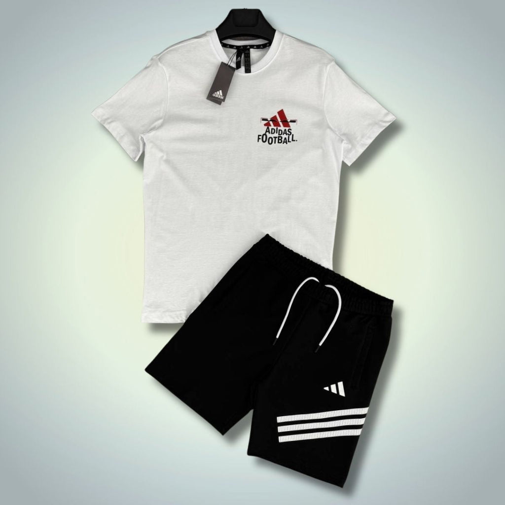 Adidas muški set s kratkim hlačama, Football, Bijelo - Crni. Vrhunska kvaliteta