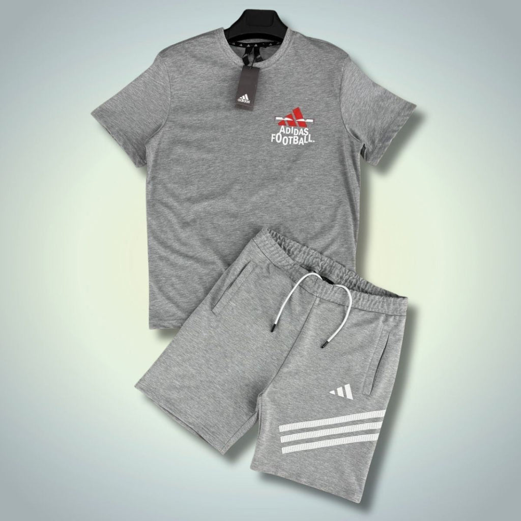 Adidas muški set s kratkim hlačama, Football, Klasično sivi. Vrhunska kvaliteta