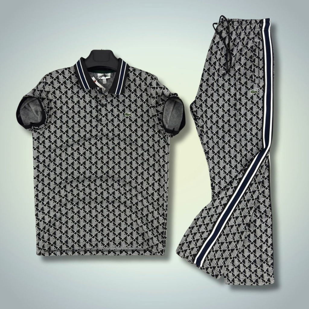 Lacoste muški ljetni set, Jacquard polo, crno - tamno plavi. Vrhunska kvaliteta