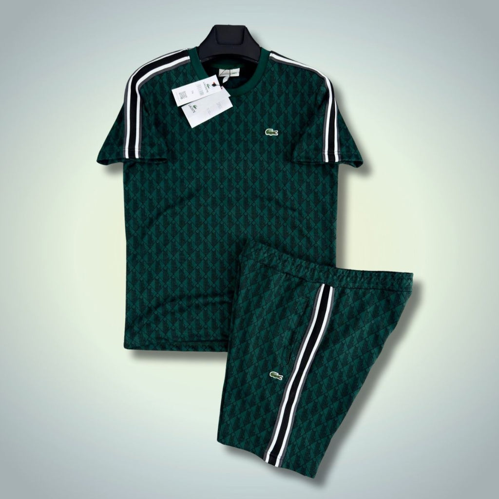 Lacoste muški set s kratkim hlačama, Jacquard Monogram, tamno zelene boje. Vrhunska kvaliteta