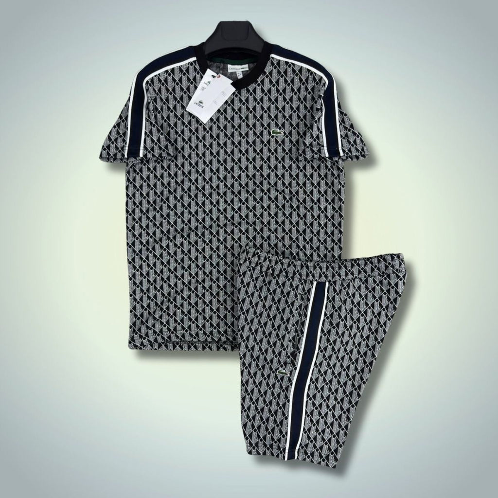 Lacoste muški set sa kratkim hlačama, Jacquard Monogram, crno - tamno plava. Vrhunska kvaliteta