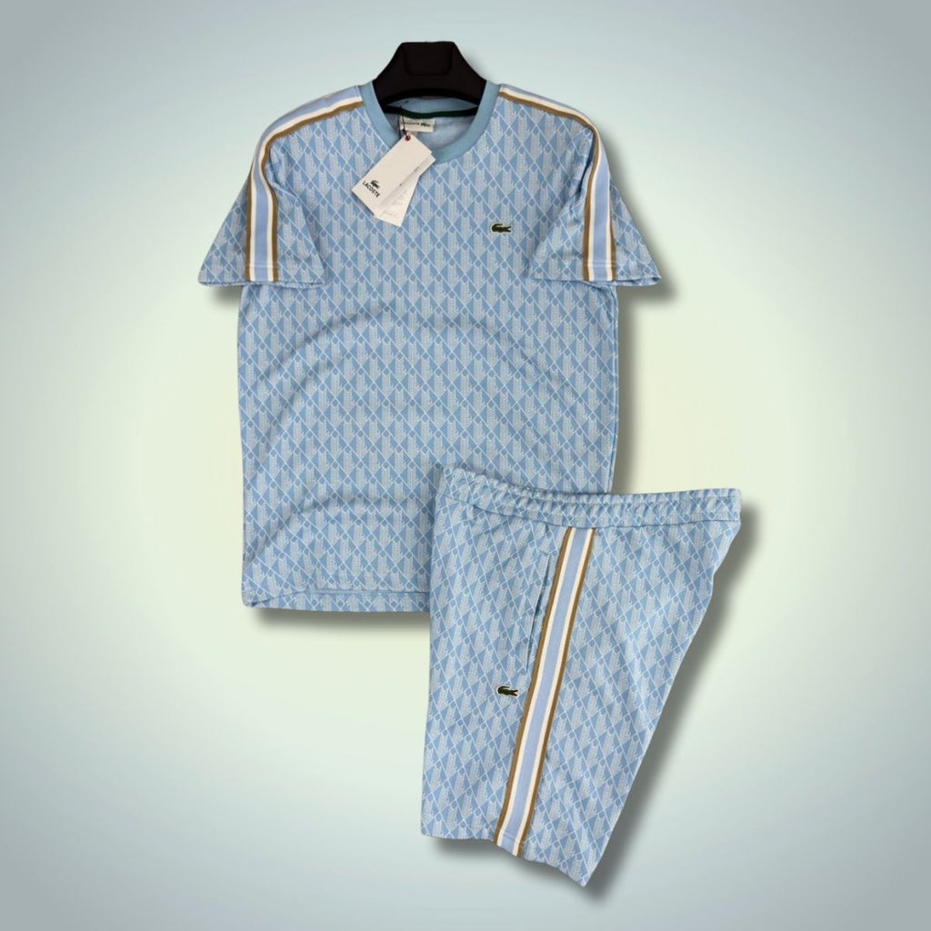 Lacoste muški set s kratkim hlačama, Jacquard Monogram, svijetlo plava. Vrhunska kvaliteta
