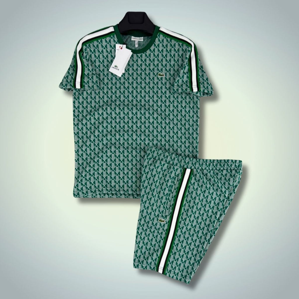 Lacoste muški set s kratkim hlačama, Jacquard Monogram, svijetlo zelene boje. Vrhunska kvaliteta