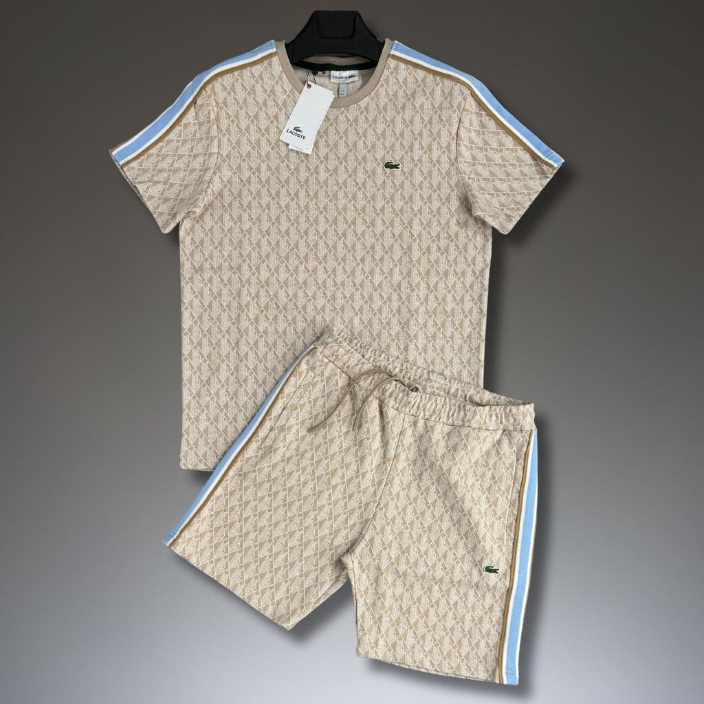 Lacoste muški set s kratkim hlačama, Jacquard, bež. Premium kvaliteta