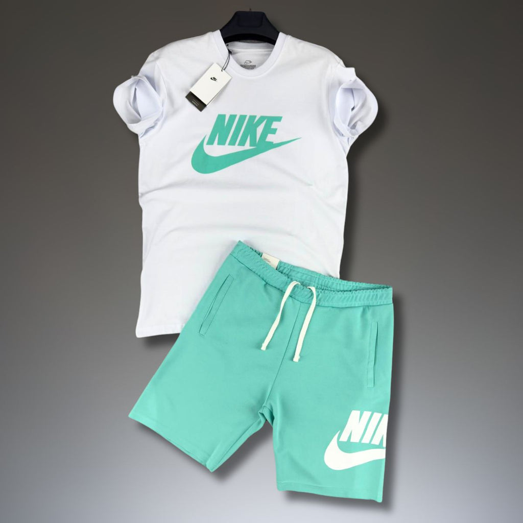 Nike muški set s kratkim hlačama, bijelo - tirkizno. Factory outlet