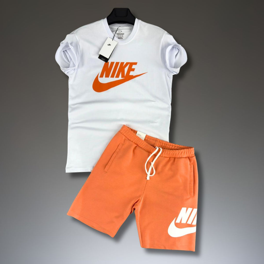 Nike muški set s kratkim hlačicama, bijelo - narančasta. Factory outlet